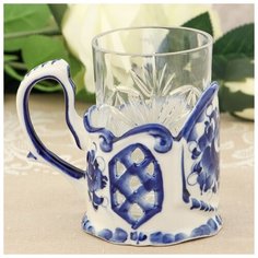 Набор «Цветочный» подстаканник со стаканом, гжель 1178778 Сима ленд