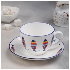 Чайная пара "Емеля" чашка 250 мл, блюдце 15 см 4826258 Доляна