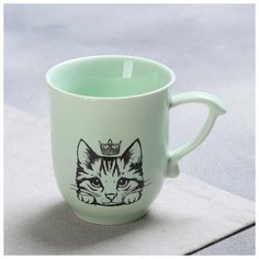 Кружка классический стиль "Кошка", зелёная, 250 мл 4437566 Дорого внимание