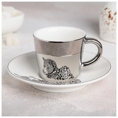 Чайная пара "Зазеркалье. Гепард" чашка 200 мл,11,5х8,5х7 см, блюдце 17 см 4779490 Сима ленд