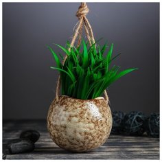 Кашпо керамическое подвесное "Круглое" коричневое 11*11*9 см 3932031 Take It Easy