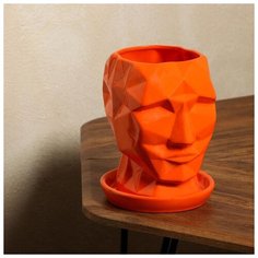 Цветочный горшок "Кай" 2 л, глянец, оранжевый 5179040 Керамика ручной работы