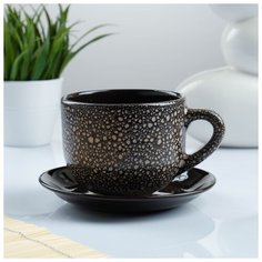 Чашка "Чайная" с блюдцем мрамор 0,5 л 1395606 Борисовская керамика