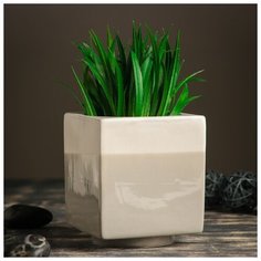 Кашпо керамическое "Куб" серое 11*11*13 см 3932033 Take It Easy