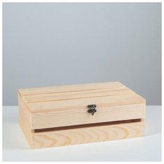 Ящик деревянный 30×20×10 см подарочный с реечной крышкой на петельках с замком 5525148 Сима ленд