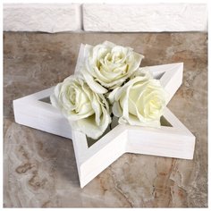 Кашпо деревянное 27×27×4.5 см "Звезда", белая кисть 4862456 Сима ленд