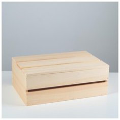 Ящик деревянный 35×23×13 см подарочный с реечной крышкой 5525149 Сима ленд