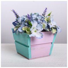 Кашпо флористическое трапеция, фиолетово-бирюзовый, 13 × 13 × 10 см 4097885 Дарите счастье