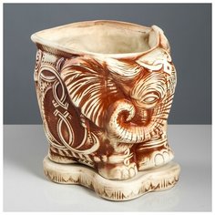 Цветочный горшок 11л "Слон", шамот, большой, 144236 Керамика ручной работы