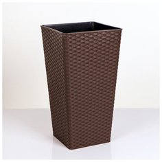 Кашпо со вставкой 15 л, 7 л "Ротанг", цвет темно-коричневый 4518138 Алеана