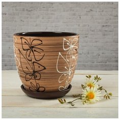 Горшок цветочный Витраж 2,5л с подставкой 332461 Сима ленд