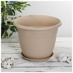 Горшок для цветов с поддоном 22 л "Рябина", цвет латте 4973041 Idea (М Пластика)