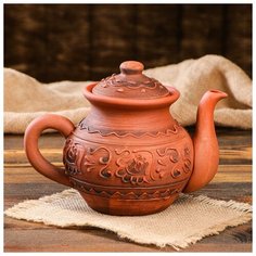 Чайник для заварки малый с рисунком 1л 1165899 Красная глина