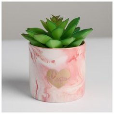 Керамическое кашпо с тиснением «Сердце», 8 х 7,5 см 5114084 Дарите счастье