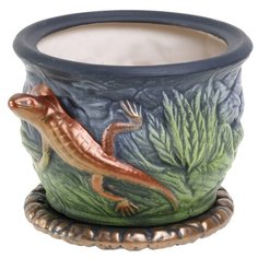 Цветочный горшок 6,5л "Ящерица", серый, акрил, 1063292 Керамика ручной работы