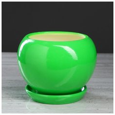 Горшок для цветов "Шар" глазурь 2 л, зелёный 4911535 Керамика ручной работы