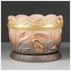 Цветочный горшок 3,5л "Поляна", медь, акрил, низкий, 144224 Керамика ручной работы