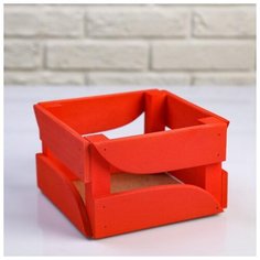 Кашпо деревянное 14×14×10.5 см "Гладиль", красное 5350079 Сима ленд