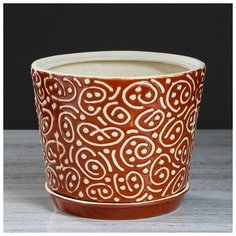 Цветочный горшок 3,5л "Серпантин", шамот, 1475902 Керамика ручной работы