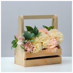 Кашпо деревянное 25×14×29(9) см, с ручкой сглаженной, с прорезью 5538647 Сима ленд