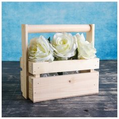 Кашпо деревянное 20×11×9 см "Бавария", с ручкой, натуральный 4050042 Сима ленд