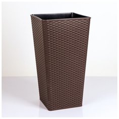 Кашпо со вставкой 28 л, 13 л "Ротанг", цвет темно-коричневый 4518139 Алеана