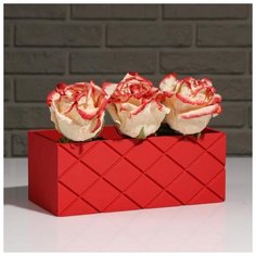 Кашпо деревянное "Эллада большая, сетка", красный, 25×12,5×10 см 5274061 Сима ленд