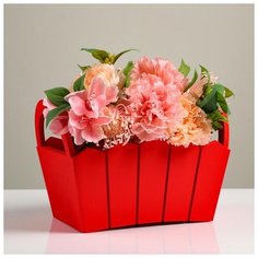 Кашпо деревянное 27×18×19 см "Мария", ручки боковые, МДФ, красное 5309150 Сима ленд