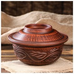 Горшок духовой, 1 л, красня глина 3875232