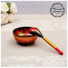 Набор «Розетка с ложкой», 10×4×10 см, хохлома 298364 Сима ленд