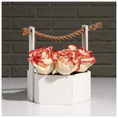 Кашпо деревянное "Шестигранник", ручка верёвка, белый, 20×18×8(23) см 5274083 Сима ленд