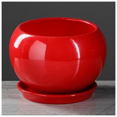 Цветочный горшок "Шар", премиум, красный, 2 л 4309217 Керамика ручной работы