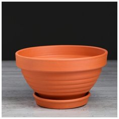 Цветочный горшок "Рельеф" пиала 1РП 1354686 Красная глина