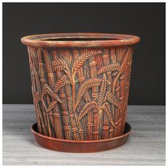 Цветочный горшок "Камыш" терракотовый, 10 л 4930718 Керамика ручной работы