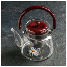 Чайник заварочный с металл ситом "Цветочная фантазия" 600 мл 1393213 Сима ленд
