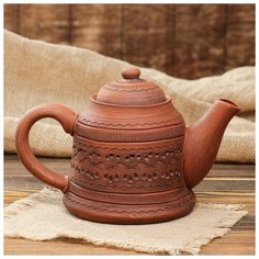 Чайник для заварки, красная глина, резка, 0.8 л 4994578