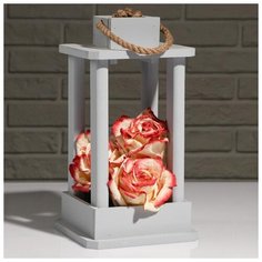 Кашпо деревянное "Фонарь", ручка верёвка, серый, 16×16×30 см 5274078 Сима ленд