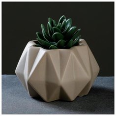 Кашпо керамическое "Треугольники" серое 10*10*7 см 3931965 Take It Easy