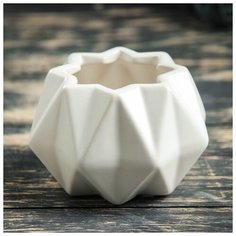 Кашпо керамическое "Треугольники" белое 10*10*7 см 3931966 Take It Easy