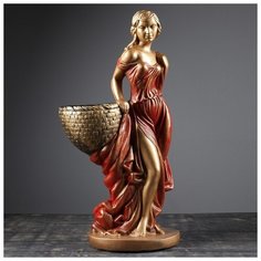 Фигура с кашпо "Девушка с корзиной" бронза красный 64см 3502942 Хорошие сувениры