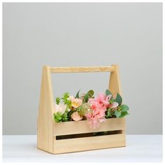 Кашпо деревянное 30×14×30 см, двухреечное, фигурное 5555304 Сима ленд