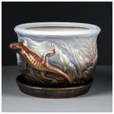 Цветочный горшок 6,5л "Ящерица", медь, акрил, 1063293 Керамика ручной работы