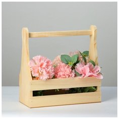 Кашпо деревянное 30×14×30 см, двухреечное, фигурное 5488060 Сима ленд