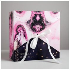 Коробка подарочная «Мрамор», 29,5 × 29,5 × 14,5 см 5205149 Дарите счастье