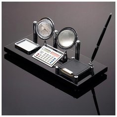 Набор настольный 6в1 (глобус, часы, калькулятор, блок д/бумаги, скрепочница, ручка), 3598552 Сима ленд