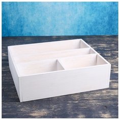 Ящик деревянный 34.5×30×10 см подарочный комодик, белая кисть 4497955 Сима ленд