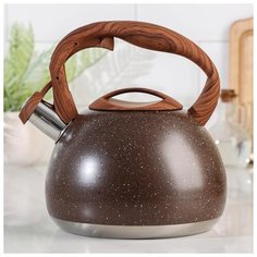 Чайник 3 л со свистком "Мрамор" со свистком, коричневый 5462226 Сима ленд