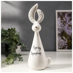 Сувенир керамика "Зайка - Весенняя симфония" бело-чёрный с золотом 27,5х7,5х9,2 см 4847516 Сима ленд