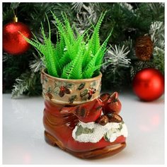 Кашпо фигурное "Снегири на ботинке", 17*11*14см 5070243 Take It Easy