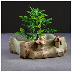 Кашпо керамическое "Пень с мухоморами" 18*13*7см 5274524 Take It Easy